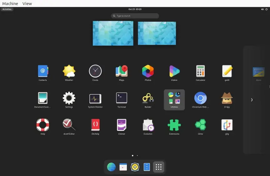 Gnome dashboard