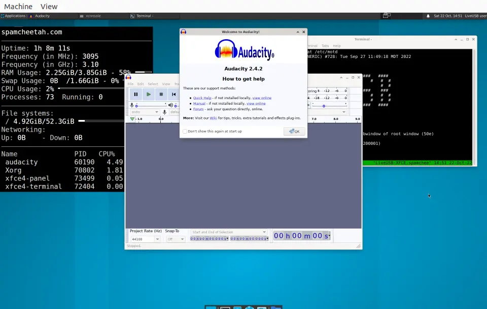 XFCE with audacity